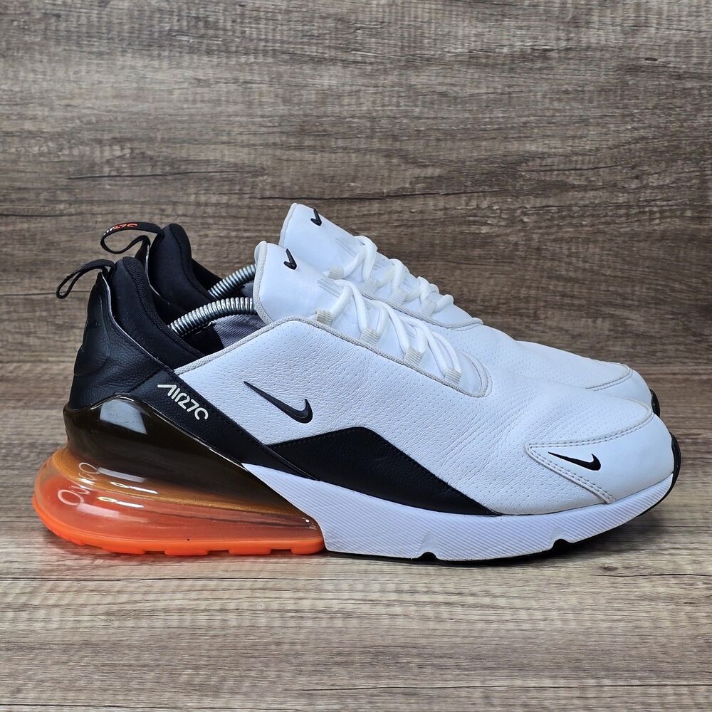 Nike Air Max 270 Leather Men's Size 13 White Black Running Shoes (BQ6171-100)